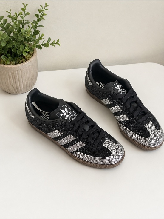 adidas Shoes - adidas Black & Silver Crystal-Embellished Samba Sneakers
